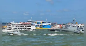 Jurados acompanharam a romaria fluvial a bordo do Navio Hidrográfico Tenente Castelo