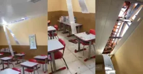 Telhado da Escola Municipal de Ensino Fundamental Professor Alfredo Chaves desabou dentro de sala de aula em Belém