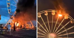 As gôndolas da roda-gigante pegaram fogo por motivos que ainda não estão claros. O fogo foi extinto pelo Corpo de Bombeiros.