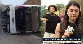 Repórter falava ao vivo sobre acidente com ônibus do Coritiba Crocodiles, enquanto MC Livinho dançava ao fundo.