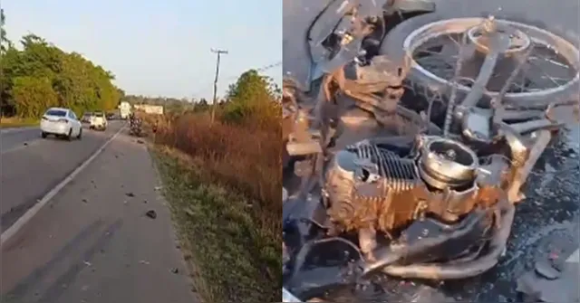 Imagem ilustrativa da notícia Imagens fortes: acidente de moto despedaça vítima na BR-316, em Castanhal