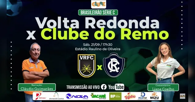 Imagem ilustrativa da notícia Tem Jogo no DOL e na Clube: ouça Volta Redonda x Remo