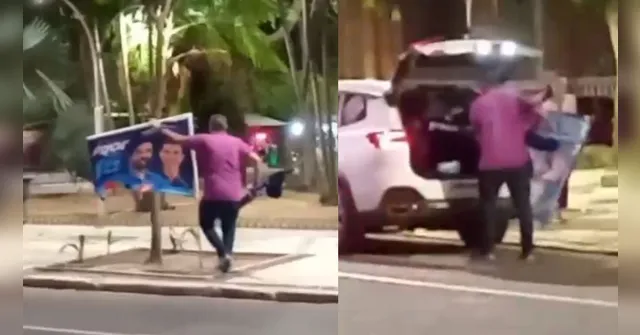 Imagem ilustrativa da notícia Casal é flagrado retirando material de campanha em Belém