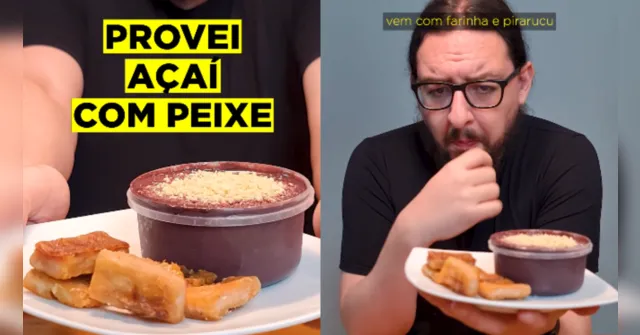 Imagem ilustrativa da notícia Influenciador das "comidas estranhas" experimenta açaí com peixe