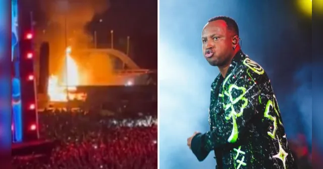 Imagem ilustrativa da notícia Incêndio atinge show do cantor Thiaguinho no Samba Recife