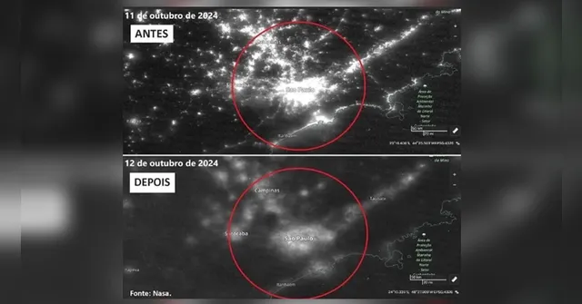 Imagem ilustrativa da notícia Imagens de satélite mostram antes e depois de apagão em SP