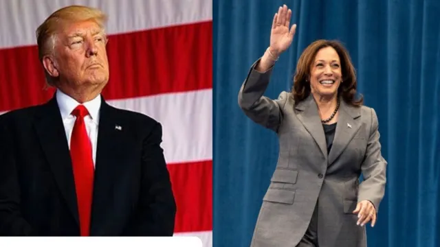 Imagem ilustrativa da notícia Kamala Harris lidera contra Trump em três estados-chave