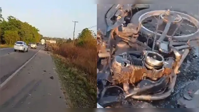 Imagem ilustrativa da notícia Imagens fortes: acidente de moto despedaça vítima na BR-316, em Castanhal