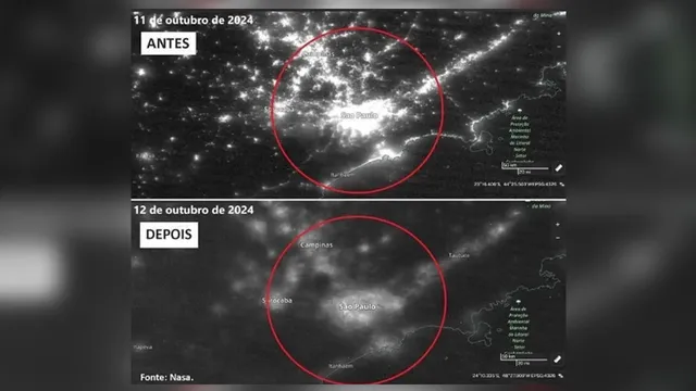 Imagem ilustrativa da notícia Imagens de satélite mostram antes e depois de apagão em SP