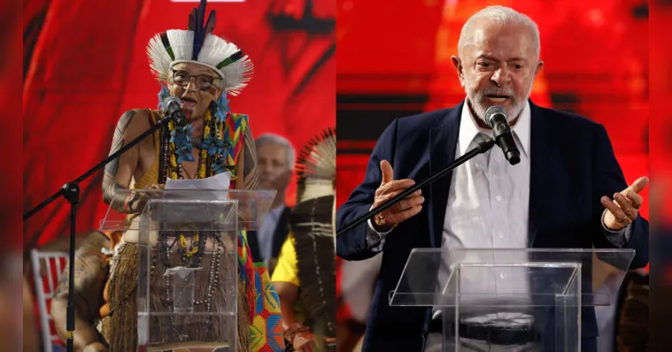 Imagem ilustrativa da notícia Lula e liderança indígena trocam farpas em cerimônia no Rio