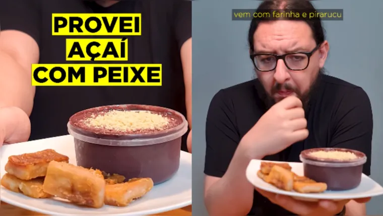 Imagem ilustrativa da notícia Influenciador das "comidas estranhas" experimenta açaí com peixe