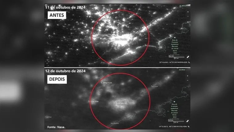 Imagem ilustrativa da notícia Imagens de satélite mostram antes e depois de apagão em SP