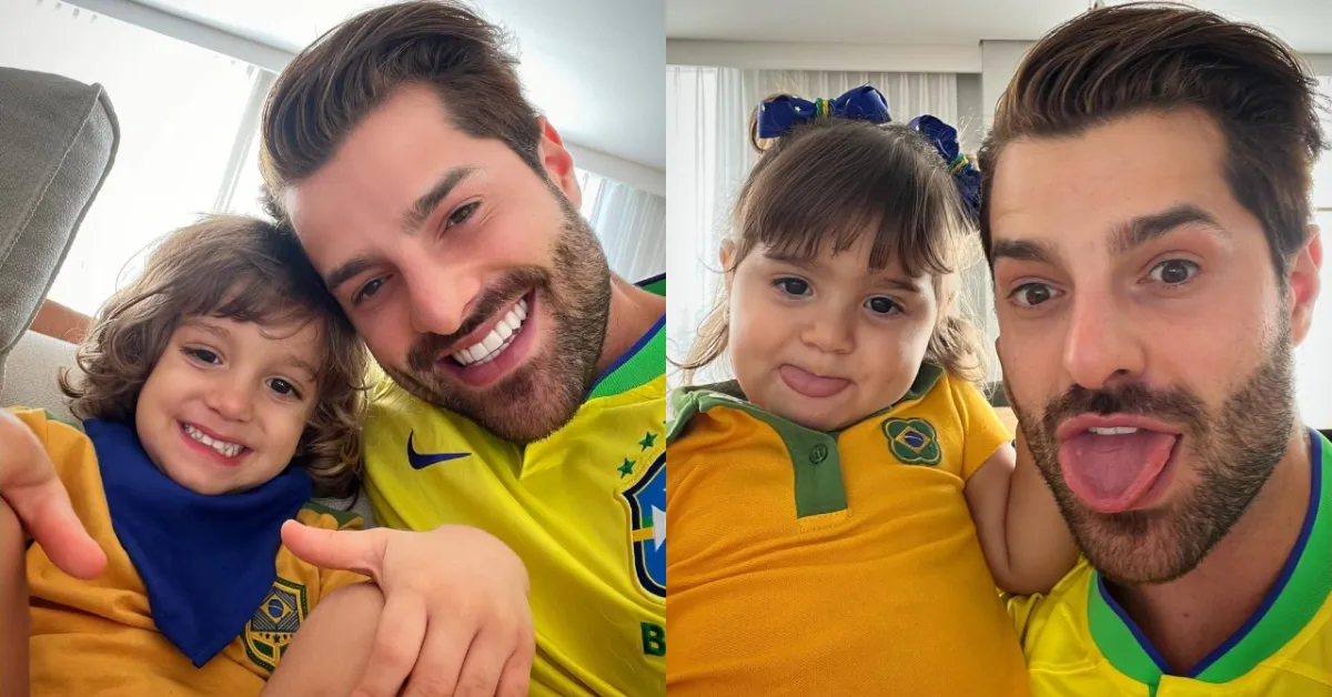 Alok e os filhos Davi e Raika, de 4 e 3 anos.