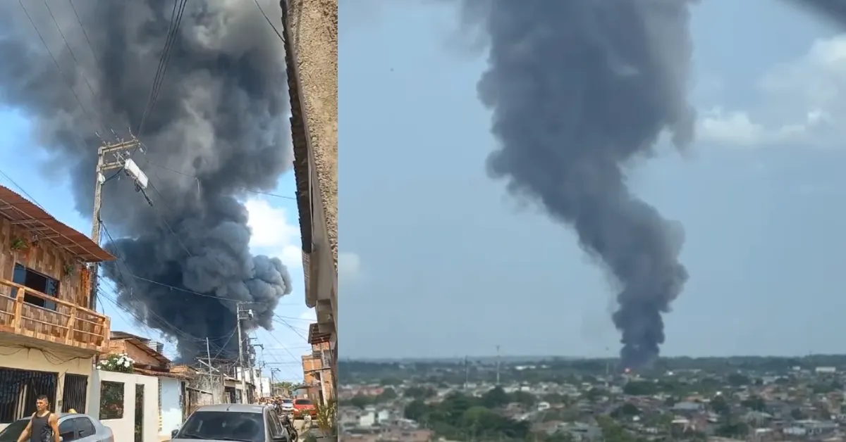 Fogo no Barreiro: Coluna de fumaça assusta moradores.