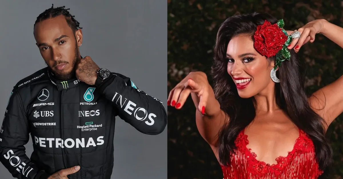 A beleza da paraense Alane Dias chamou a atenção do piloto britânico Lewis Hamilton.