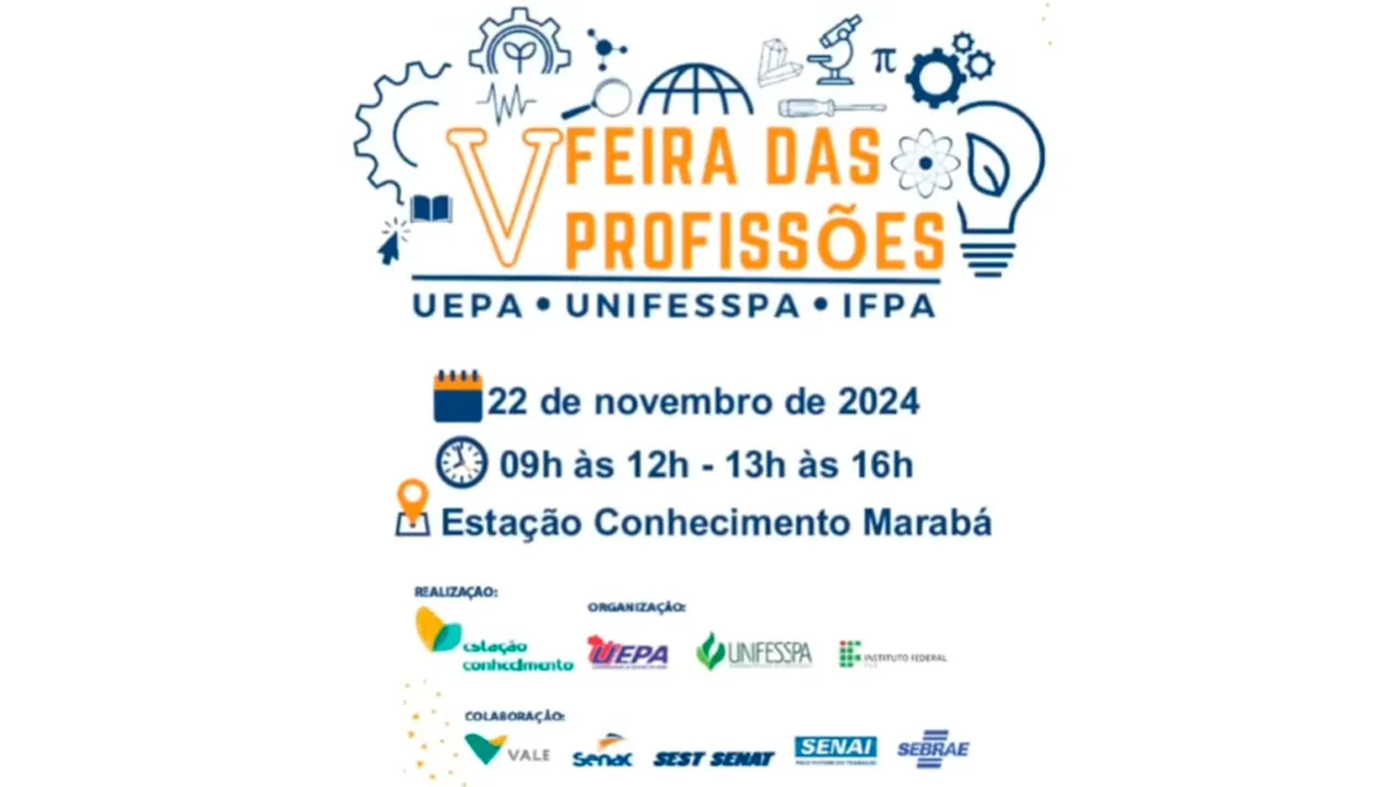 O evento será realizado na Estação Conhecimento Marabá, no núcleo São Félix, das 9h às 16h, com entrada gratuita.