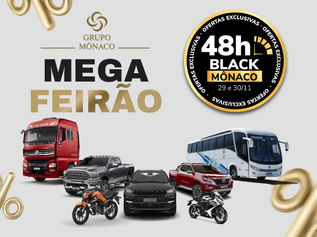 Participe do Mega Feirão Grupo Mônaco nos dias 29 e 30 de novembro, com descontos em veículos, motocicletas e caminhões em todo o Pará.