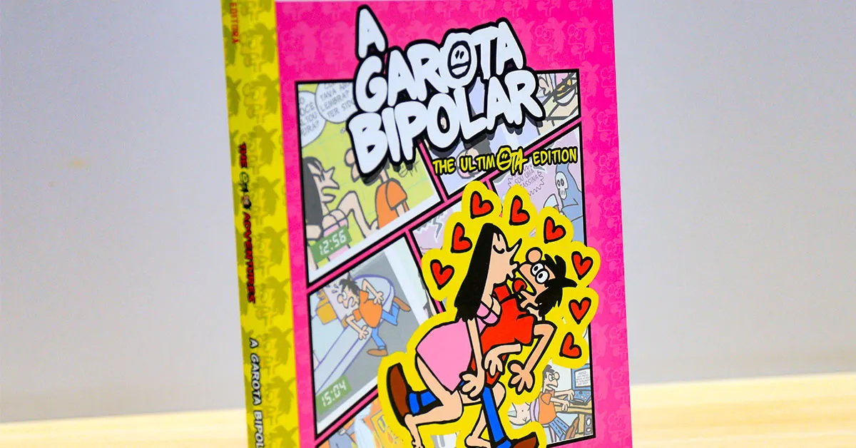 Edição de luxo de *A Garota Bipolar*: um tributo em capa dura e acabamento impecável que celebra o legado irreverente de Ota nos quadrinhos brasileiros.