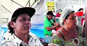 Feirantes do Ver-o-Peso, Daniele Ferreira e Kátia Cileni relatam dificuldades em local provisório durante reformas no Complexo do Ver-o-Peso