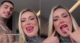 Andressa Urach mostrou os "dons" com sua língua bifurcada para os seguidores