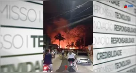 O incêndio na área de mata do bairro da Marambaia tentou ser controlado pelos próprios moradores na noite desta segunda-feira (28)