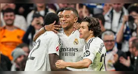 Mbappé marcou um dos gols da vitória que deixou o Real Madrid a um ponto do Barcelona, que lidera a LaLiga.