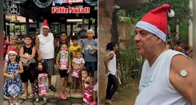 Zeca Pagodinho espalha alegria no Natal ao distribuir presentes para crianças de Xerém.