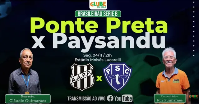 Imagem ilustrativa da notícia Tem Jogo no DOL! Ouça Ponte Preta X Paysandu
