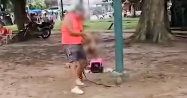 Imagem ilustrativa da notícia Vídeo: homem espanca cachorro em plena Praça da República, em Belém