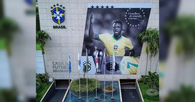 Imagem ilustrativa da notícia Melhor do mundo: Vini Jr é homenageado na fachada da CBF