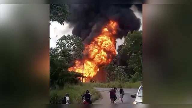 Imagem ilustrativa da notícia Vídeo: carreta com botijões de gás explode na Alça Viária