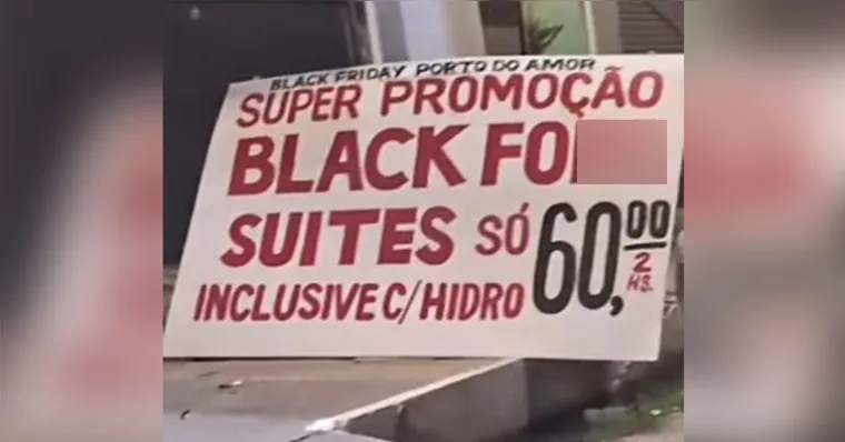 Imagem ilustrativa da notícia Black Fod*: motel em Belém viraliza com promoção inusitada. Veja o vídeo