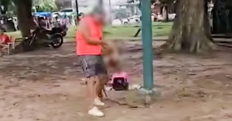 Imagem ilustrativa da notícia Vídeo: homem espanca cachorro em plena Praça da República, em Belém