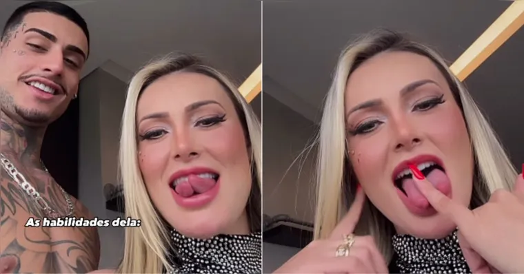 Imagem ilustrativa da notícia Andressa Urach simula gesto sexual com língua bifurcada