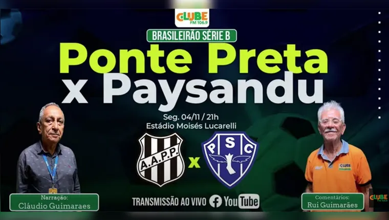 Imagem ilustrativa da notícia Tem Jogo no DOL! Ouça Ponte Preta X Paysandu