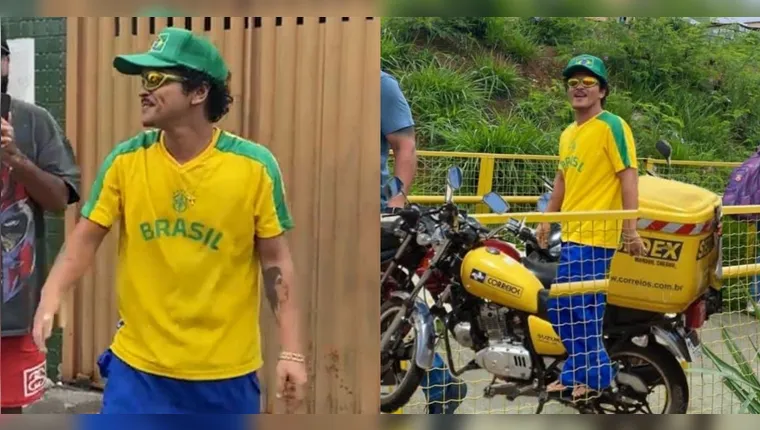 Imagem ilustrativa da notícia Bruno Mars "toma latão", anda de moto e tira foto com fãs