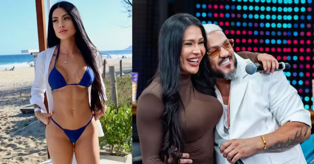 Belo e Gracyanne se reencontraram durante o Domingão com Huck.