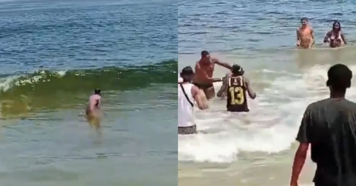 Com socos e pontapés, o homem foi retirado da praia por banhistas