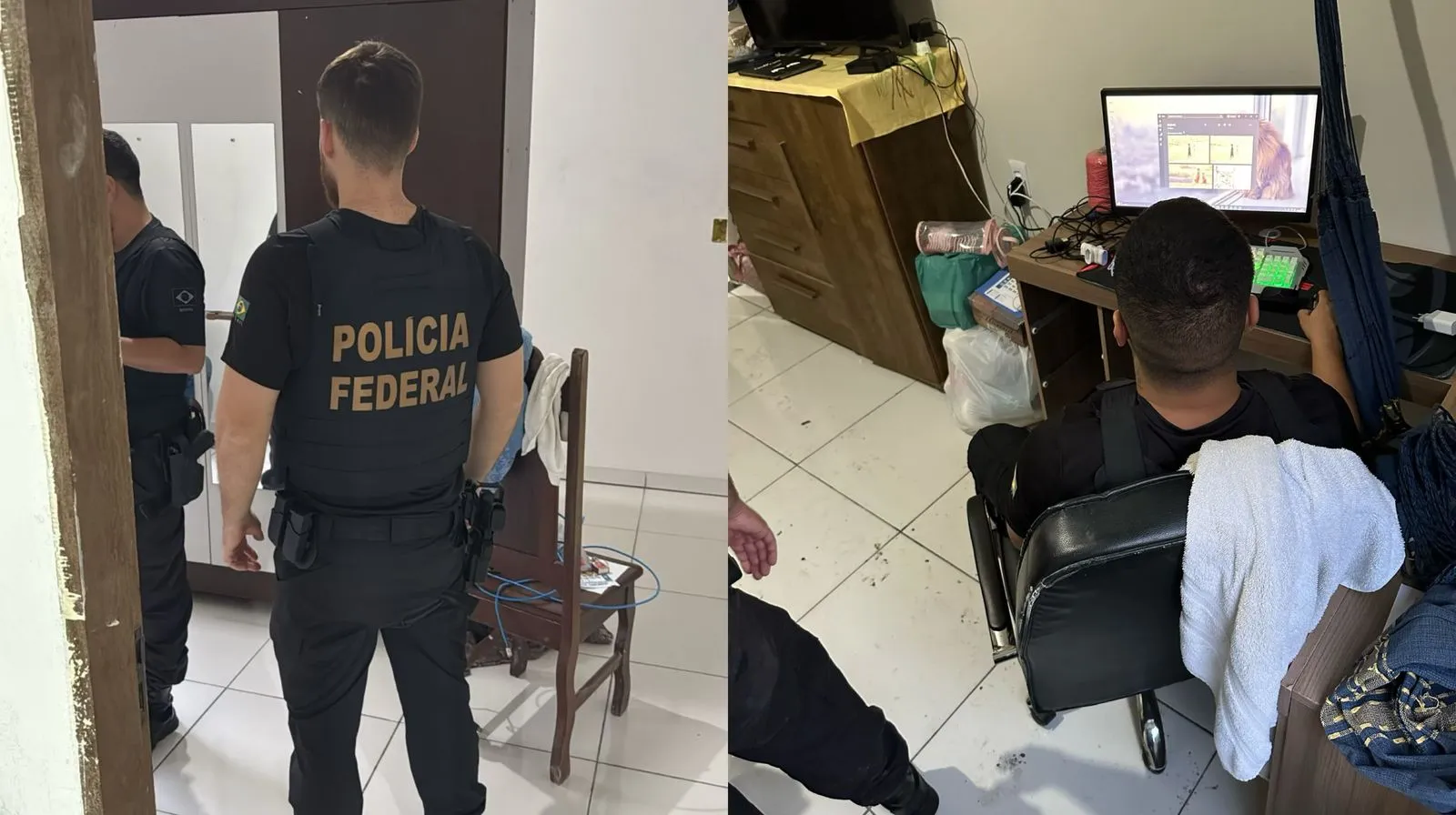 Policiais federais durante a a operação “Remember”, na cidade de Paragominas.