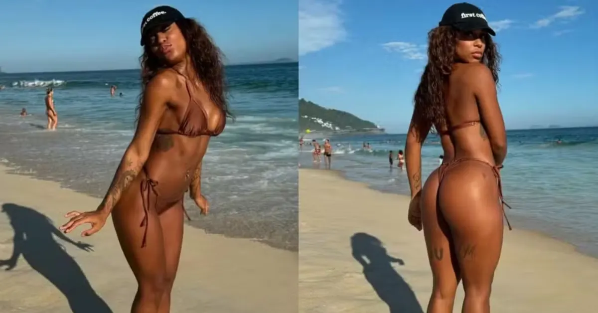 MC Rebecca brilha jogando altinha na praia do Rio de Janeiro