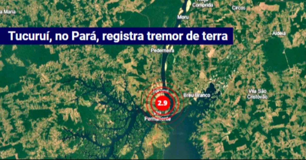 Tremor de terra de magnitude 2.9 registrado em Tucuruí, Pará, na madrugada de terça-feira. Moradores não sentiram o abalo sísmico.