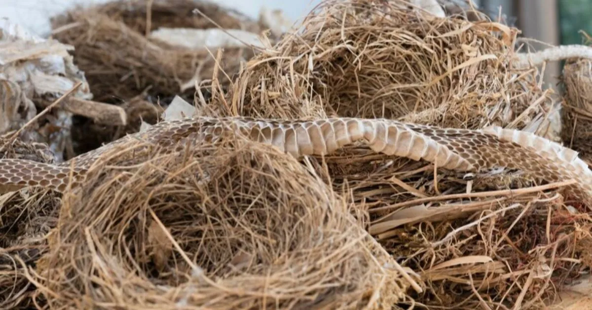 Algumas espécies de pássaros estão usando pele de cobra para proteger ninho de predadores.