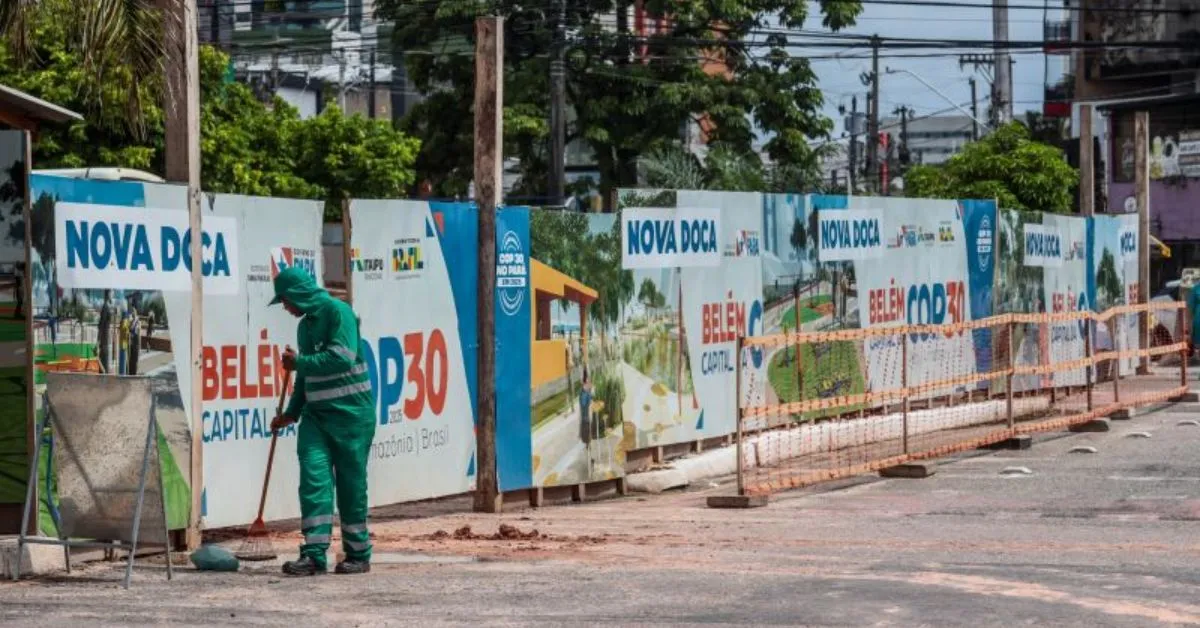 Obras de saneamento são realizadas nos arredores do canal da Doca