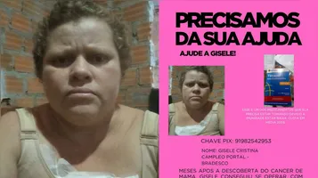 A familía da dona Cibele Portal pede ajuda para custear o tratamento de câncer de mama