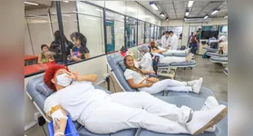 Campanha “Doe Sangue e Faça a Festa da Vida”, realizada pela Fundação Centro de Hemoterapia e Hematologia do Pará (Hemopa)