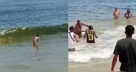 Com socos e pontapés, o homem foi retirado da praia por banhistas