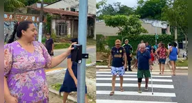 Pedestres atravessam a Avenida João Paulo com segurança após acionarem a botoeira, que deixou o sinal vermelho para os veículos