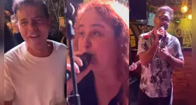 Os artistas estiveram em um bar localizado na avenida Brás de Aguiar, no bairro de Nazaré