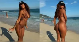 MC Rebecca brilha jogando altinha na praia do Rio de Janeiro