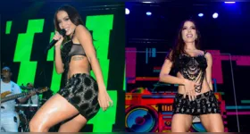 De mini saia, Anitta rouba a cena em show de Xanddy Harmonia